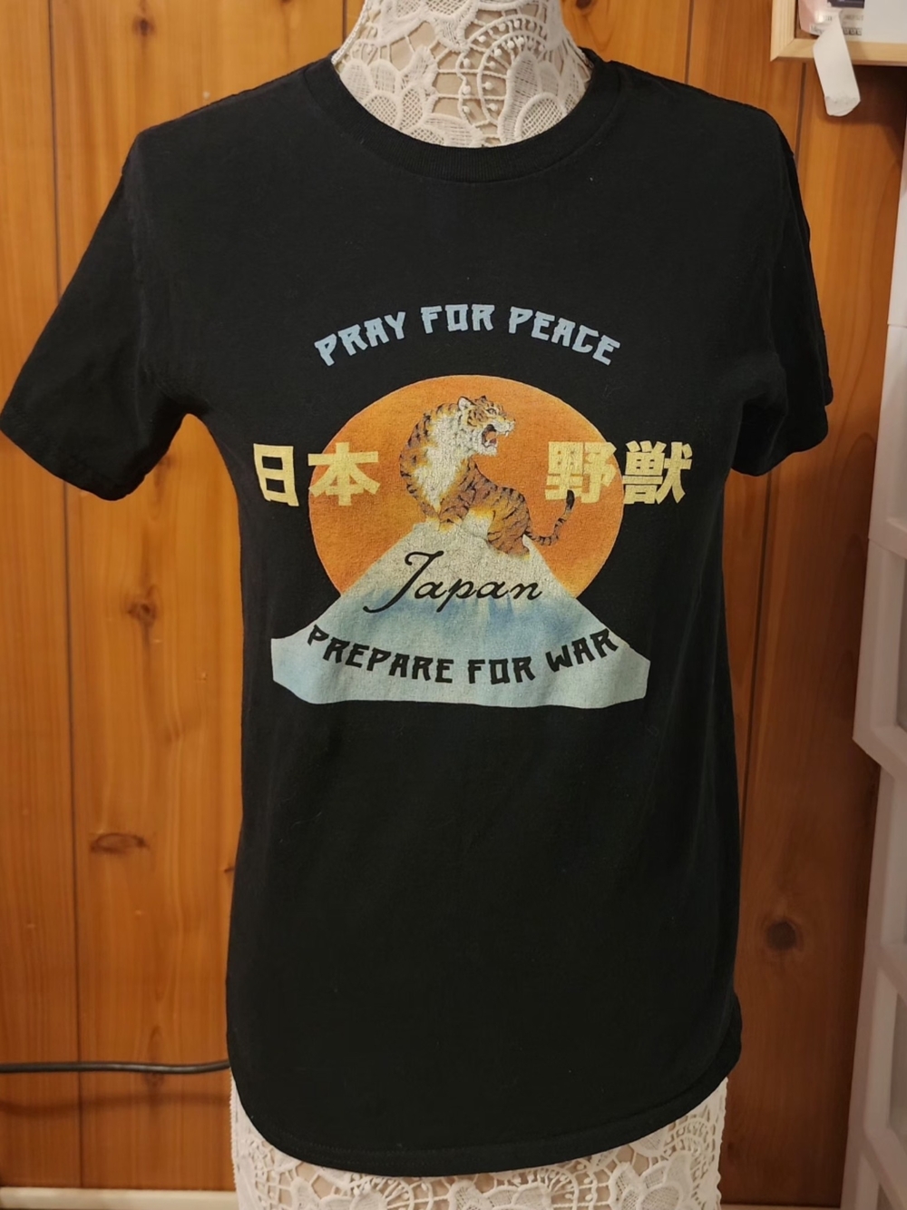 Pretty Vacant Black Japan Tiger Pray For Peace Graphic Tee